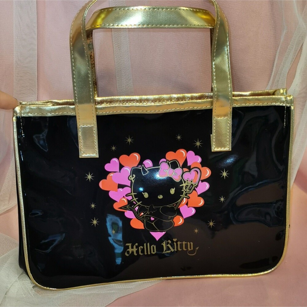 Sanrio Hello Kitty Devil Purse Mini Tote Bag Black Pink Kawaii Goth Emo Punk Y2K